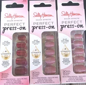 Sally Hansen Perfect Press-On Nails 💅 30 kurze Nägel. 3 Stück Set. NEU - Bild 1 von 1