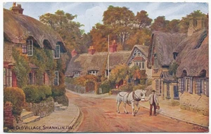 Old Village, Shanklin, I.W., 1938 A.R. Quinton postcard - Picture 1 of 2
