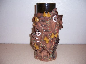 Vintage 10" handgefertigte Keramik Baumstamm & Pilze Feenhaus Vase - Norwegen Russland - Bild 1 von 5