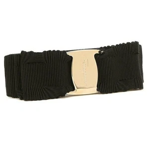 VENTA FERRAGAMO Cordón VARA Cinta Motivo Logo Grabado Piezas Metal Negro NUEVO - Imagen 1 de 6