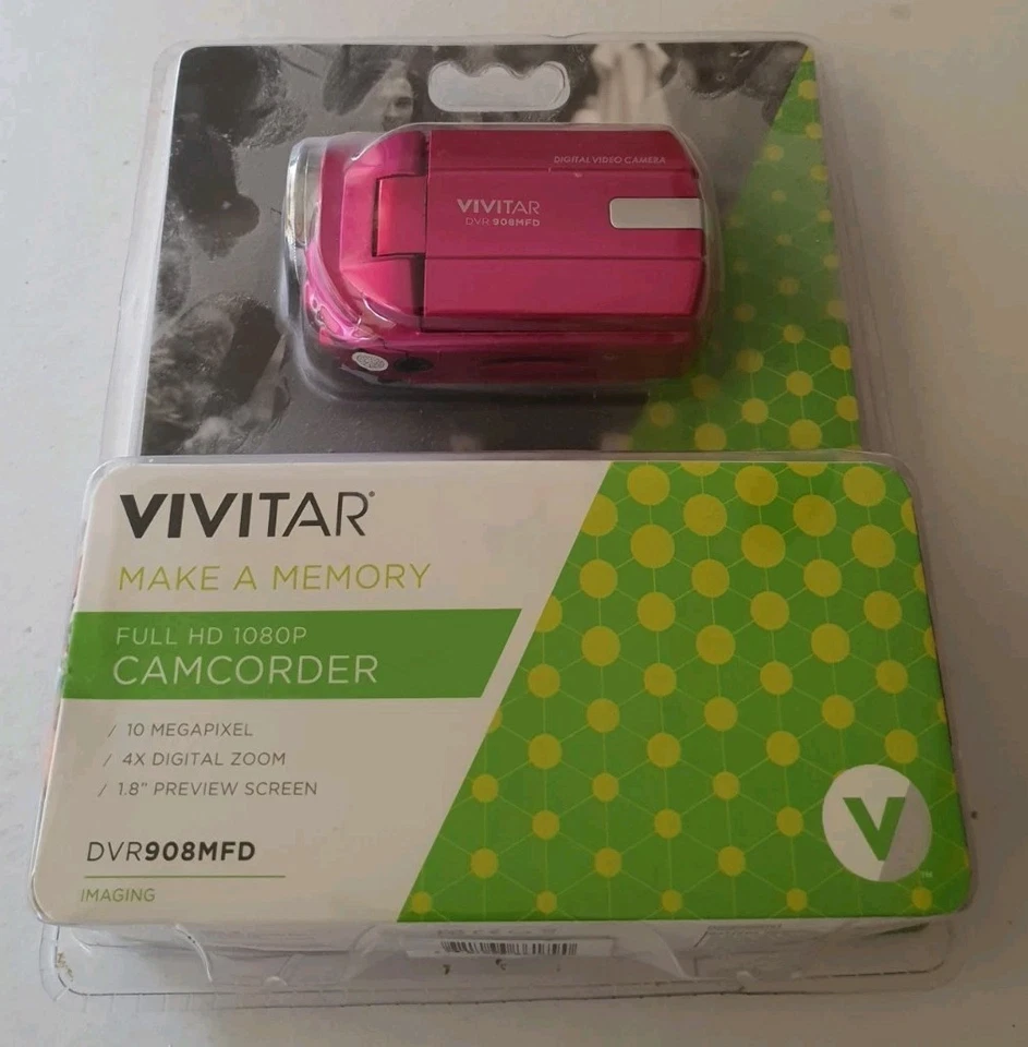 VIVITAR - DVR908MFD Full HD 1080P Camcorder 10 Megapixel Pink NEW SEALED - Image 1 of 2