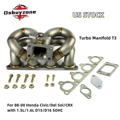 Coletor turbo 38mm WG flange S/S Civic Del Sol D15 D16 SOHC T3/T4 1988-2000 - Imagem 1 de 4