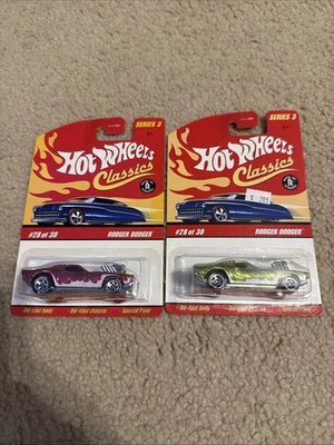2006 Hot wheels classics Roger Dodger Series 3. #28/30 Lot Of 2 Green Pink - Image 1 of 4