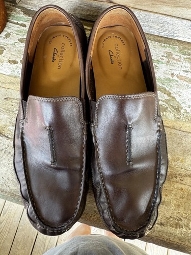 CLARKS Mocassini Uomo 10 M Clark's Ultimate Comfort Collection Marrone Slip On Guida