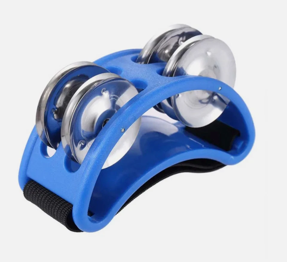 Fuß-Tamburin mit Metallklammern – Tamburin-Schuhe für Gitarre, Party und Fußschl - Bild 1 von 4