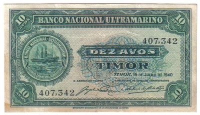 TIMOR PORTUGAL 10 AVOS 1940 RESTAUR. LOOK SCANS - Image 1 of 2