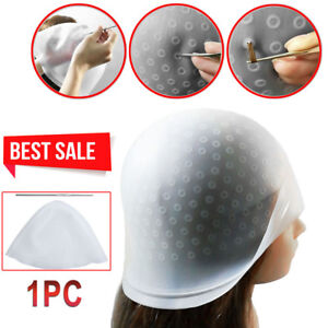 Hairdressing Styling Silicone Reusable Hair Coloring Highlighting Cap With Hook