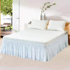 Elastic Wrap Around Bed Skirt Microfiber Wrinkle Free Drop 6-30" White Solid
