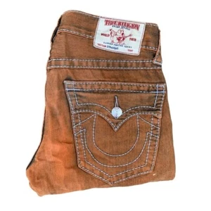 Pantalones de mezclilla True Religion raros talla 30 punto naranja recto - Imagen 1 de 7