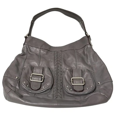 Tignanello серый кожаный плетеный большой пряжки карман Hobo наплечная сумка сумочка - Изображение 1 из 4