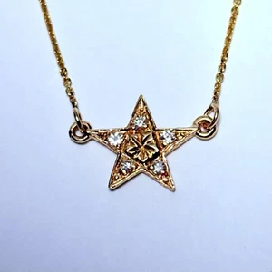 Collar Tecnigold Italia Oro Amarillo 14K 0.05ctw Diamante Estrella Colgante 16" 1.56g - Imagen 1 de 8