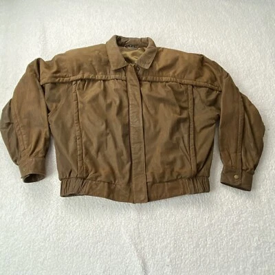 VTG Fidelity Leather Bomber Jacket Womens 15/16 Fits Large Brown Distressed 80s - Image 1 of 4