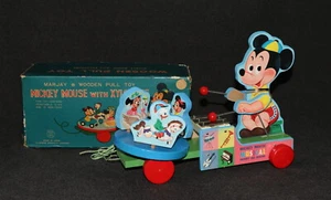 Mickey Mouse with Xylophone Marjay Jaymar Wooden Pull Toy Fisher Price MIB A - Picture 1 of 9