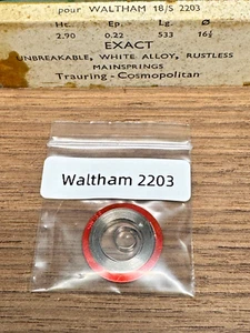 Waltham Mainspring 18s Taschenuhr 2203 (GENAU) Legierung - Uhrmacherteil NOS - Bild 1 von 1