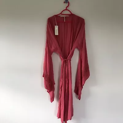 Jens Pirate Booty Kimono Pink Robe Gown Size XS BNWT Free People Festival - Image 1 of 4
