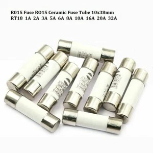 Tubo fusible de cerámica R015 RO15 10x38 mm RT18 1A 2A 3A 5A 6A 8A 10A 16A 20A 32A - Imagen 1 de 4