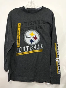 Pittsburgh Steelers T Shirt Mens Medium Grey Majestic Graphic Tee Football Crew - Picture 1 of 7