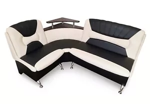 Eckbank Arabika Sitzbank Polsterbank Kunstleder Schwarz Beige Creme Stauraum - Bild 1 von 7