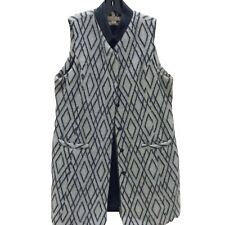 BEYOND THREADS L Gray Black Diamond Pattern Alpaca Wool Leather  Collar Vest