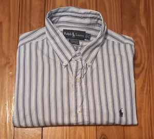 Mens Ralph Lauren Button Shirt. Blue/Wht. 100% Yarmouth Cotton. Size 17, 34/35 - Picture 1 of 8