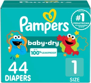 Pañales Pampers - Baby Dry - Talla 1, 44 unidades, diapositiva infantil desechable absorbente - Imagen 1 de 12