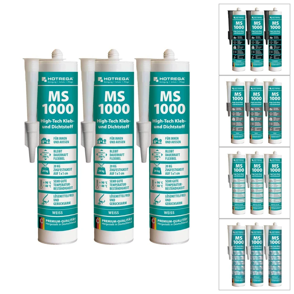 HOTREGA Klebstoff Dichtstoff MS 1000 High Tech Montagekleber Kleber 3 Kartuschen - Bild 1 von 1