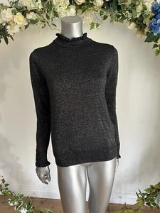 JOULES Gabrielle Jumper Size 10 12 14 16 & 18 Black Sparkle Metallic Bee Buttons - Picture 1 of 22