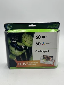 HP 60 Black & Tri-color Combo Pack plus HP Photo Paper - Exp Apr 2016 - New - Picture 1 of 10