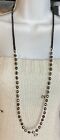 Costume Fashion Jewelry Necklace 39 in long metal and shiny bead black silver 