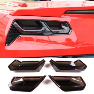 4×Smoked Black Tail Light Lamp Protactor Cover For Chevrolet Corvette C7 2014-19 - Picture 1 of 12