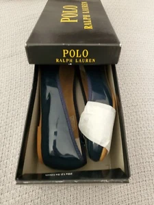 Ralph LAUREN GIRLS Shoes Size 4.5 YOUTH Navy Ballet Flats Dressy BTS Blue New - Picture 1 of 8