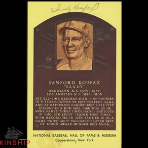 Sandy Koufax signed Yellow HOF Plaque JSA COA Dodgers Baseball Auto Z2066 - Picture 1 of 4