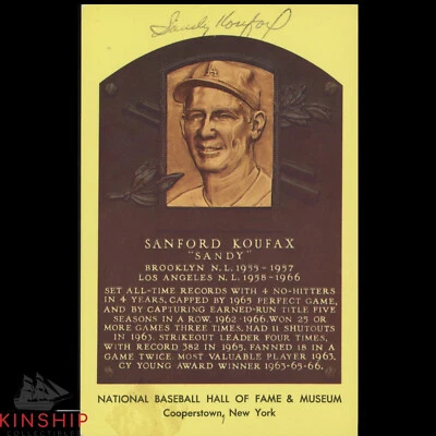 Sandy Koufax signed Yellow HOF Plaque JSA COA Dodgers Baseball Auto Z2066 - Image 1 of 4