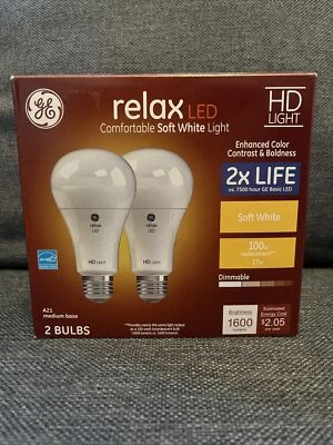 GE Relax HD LED Light Bulbs, Dimmable, Soft White, 1600 Lumens 17-Watts 2-Pk A21 - Image 1 of 4