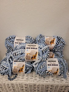 BERNAT BLANKET BIG BOLD. BLUE BOLD #7 SUPER BULKY LOT OF 7 NEW - Picture 1 of 9