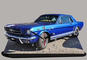 HORLOGE MINIATURE, MODEL CARS, FORD MUSTANG BLEU 08 - Bild 1 von 1