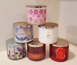 Lot Of 6 Bath and Body Works 3 Wick Empty Jars With Lids. - Picture 1 of 6