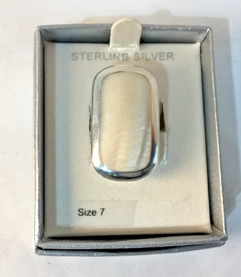 ¡Precioso anillo de piedras preciosas madreperla de plata esterlina 925 para dama talla 7! Foto 1 de 4