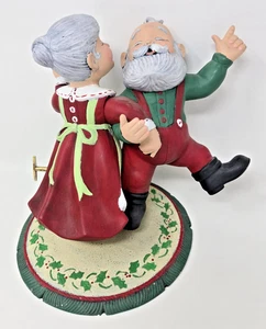 Vintage Keramik Weihnachten Tanzen Santa & Mrs. Claus 9" Spieluhr Figur LESEN - Bild 1 von 7