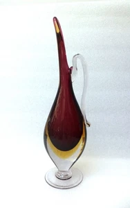 MURANO SOMMERSO SEGUSO PURPLE AMBER ART GLASS JUG BOWL VASE - Picture 1 of 6