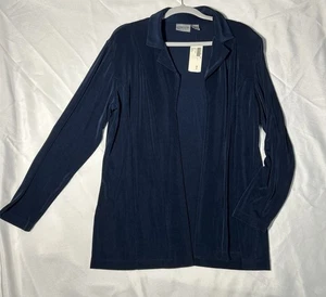 Chicos Travelers Womens Jacket Open Cardigan Size 2 Navy NWT - Picture 1 of 10