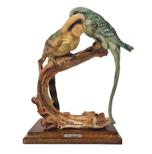 Vtg Giuseppe Armani Capodimonte Porcelain Figurine Parakeets on Branch 11” Italy - Picture 1 of 13