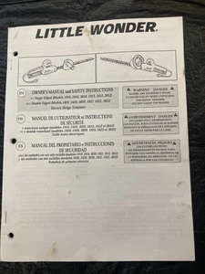 Used Little Wonder Electric Hedge Trimmer Owners Manual, Parts List (See List) - Picture 1 of 2