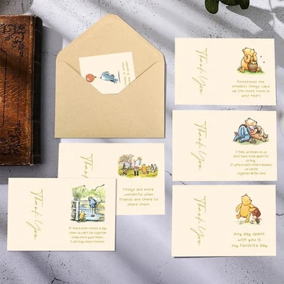 HOTIMO Winnie the Pooh Tarjetas de Agradecimiento Baby Shower Cumpleaños 16 Tarjetas Beige Foto 1 de 4