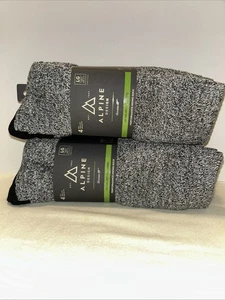 2 Pkgs Alpine Design Performance Hike Crew Socks Mens Large Black Gray New L2019 - Picture 1 of 7