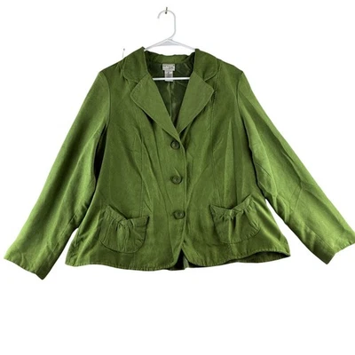 Kim Rogers Button Blazer Suit Coat Career Women's XL Spring Green Cross Pockets - Image 1 of 4