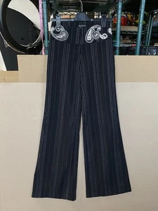 Pantalones para mujer vintage Y2K Bebe talla 2 anchos bordados cachemira elásticos tiro bajo - Imagen 1 de 17