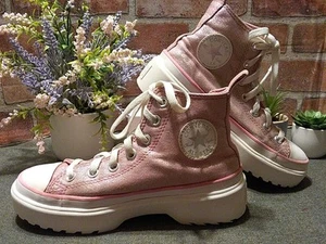 Converse Chuck Taylor All☆Star Lift Platform High Pink Sparkle Girls Youth Sz 3 - Picture 1 of 20