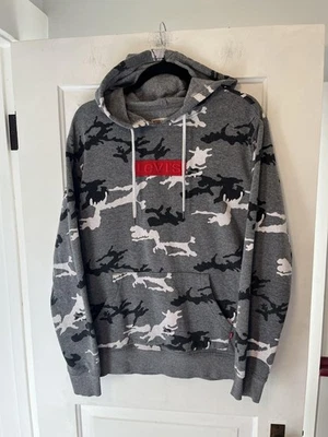 Levis Camo Hoodie Mens Medium Gray Pullover Embroidered Logo Sweatshirt - Image 1 of 4