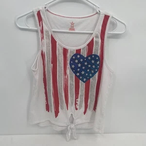 Celebrate Girls Patriotic 4th of July Independence Day Tank Star Heart Flag XL - Picture 1 of 5